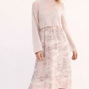 Sleeping in snow sz m high low watercolor dress crop top sweater set